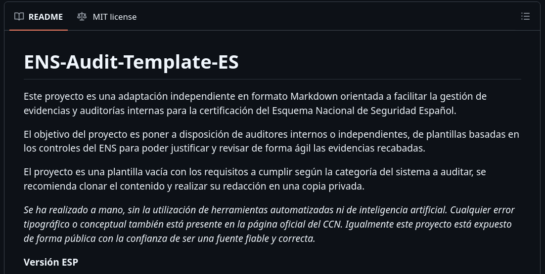 Plantillas de auditoría para el Esquema Nacional de Seguridad.